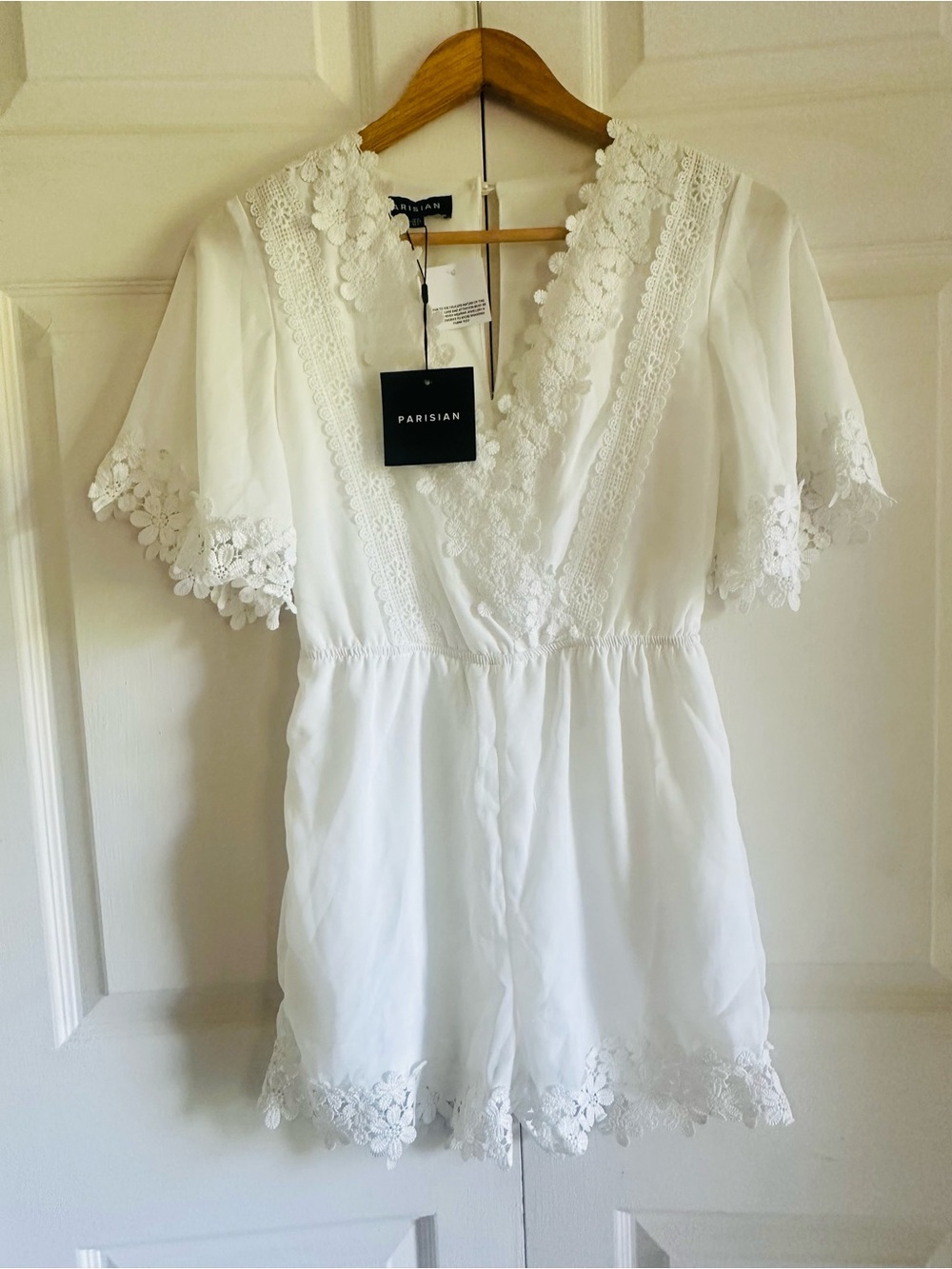 Parisian Works White Lace Trim Romper
